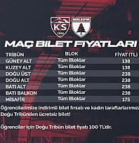 Kayserispor-Muğlaspor maçının bilet fiyatları belli oldu