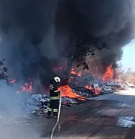 Yatağan'da çöplük yangını