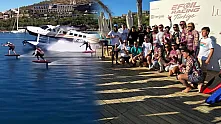 Bodrum'da 28 sporcu deniz üstünde uçakla yarıştı
