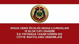 AKSAZ DENİZ ÜS KLIĞI AKSAZ LOJMANLARI 10 BLOK ÇATI ONARIMI İLE FIRTINADA HASAR GÖREN DIŞ CEPHE MANTOLAMA ONARIMLARI.