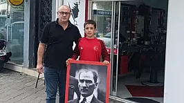 Fethiye'de öğrencinin Atatürk portresine duyarlılığı takdir topladı