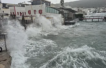 Bodrum'da tekneler karaya vurdu, feribot seferleri yapılamadı