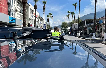 Fethiye'de dronlu kırmızı ışık denetimi
