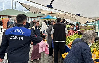 Fethiye'de üretici pazarında zabıta denetimi