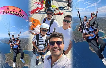 Fethiye'de Yamaç Paraşütü Pilotu Semih Er'e Plaket Takdimi