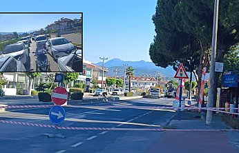 Fethiye'de yol onarımı trafiği etkiledi: Kavşakta araç kuyruğu oluştu