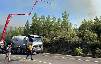 Fethiye Yeşilüzümlü'de alevler mahalle merkezinin girişine dayandı
