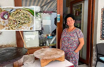 Fethiye Yeşilüzümlü'nün yöresel lezzeti: Kuzu göbekli gözleme
