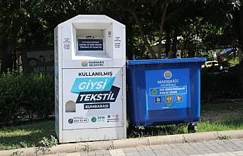 Marmaris'te geri dönüşen atıklar mavi konteynerlerde toplanacak