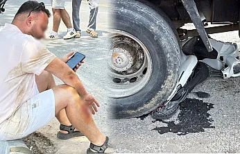 Menteşe'de motosiklet vincin altında kaldı, sürücü son anda kurtuldu