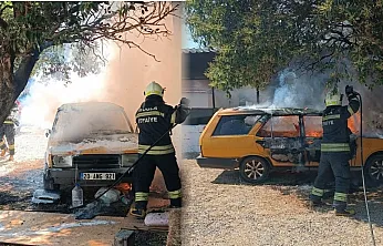 Menteşe'de park halindeki otomobil alevlere teslim oldu