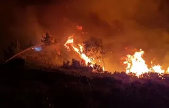 Milas'ta alevler geceyi aydınlattı