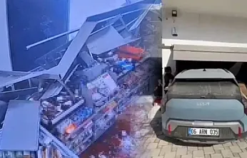 Muğla'da kontrolden çıkan otomobil markete daldı, vatandaşlar ölümden döndü