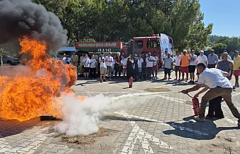 Muğla'da kum zambaklarıyla ünlü SARÇED Plajı'nda yangın tatbikatı yapıldı