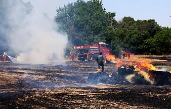 Muğla'da tonlarca saman balyası yandı