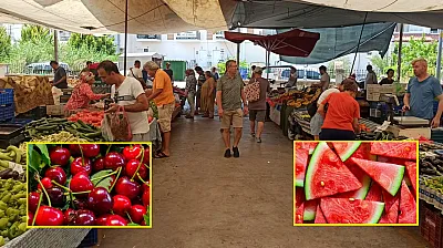 Fethiye Çalış Pazarı'nda güncel fiyatlar: Karpuz 20 TL, Kiraz 100 TL
