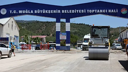 Fethiye toptancı hal bölgesinde yollar yenileniyor