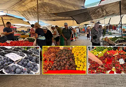Fethiye Üretici Pazarı'nda yaz meyveleri, evlerde kış hazırlığı