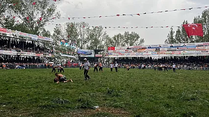 Seydikemer Seki Yağlı Güreşleri'nde yağmur altında mücadele