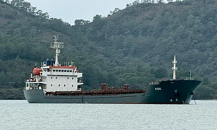 Barbados bayraklı yük gemisi 'Fox' Fethiye Körfezi'ne demirledi