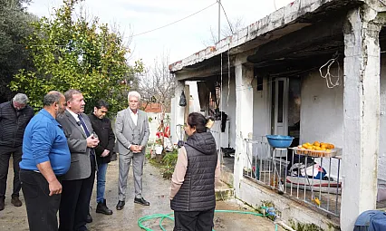 Başkan Fevzi Topuz'dan Milas'ta Evi Yanan Aileye Konteyner Ve Ev Tadilatı Sözü