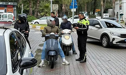Fethiye Kandönmezler Kavşağı'nda motosiklet sürücülerine sıkı denetim