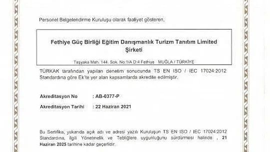 Fethiye Güç Birliği, Türk Akreditasyon Kurumu Tarafından Akredite Edildi