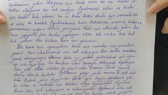 Eşen Anadolu Lisesi öğrencilerinden Şehit öğretmenlerin ailelerine mektup ve şiir