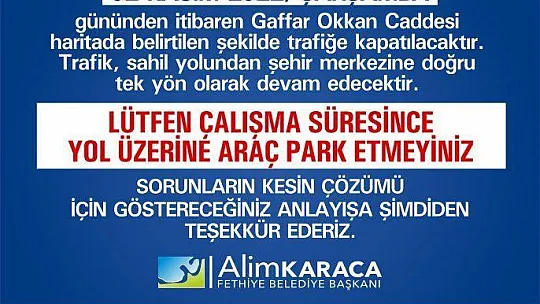 FETHİYE BELEDİYESİNDEN UYARI!