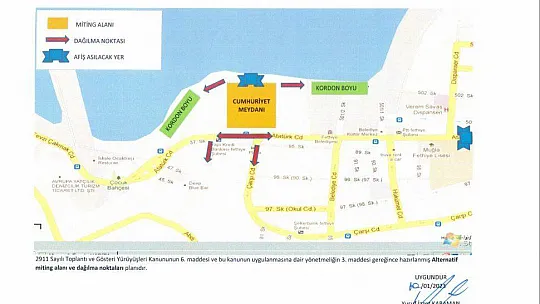 FETHİYE'DE GÖSTERİ VE YÜRÜYÜŞ ALANLARI BELİRLENDİ