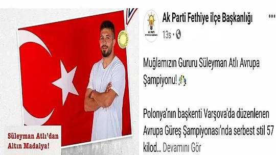 Atlı'ya Fethiye'den de tebrik yağdı