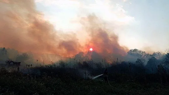 Akyaka ve Köyceğiz'de sazlık yangını