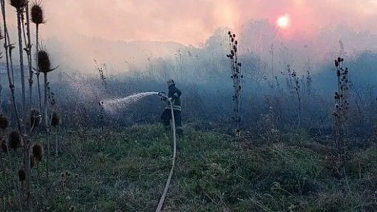 Akyaka ve Köyceğiz'de sazlık yangını