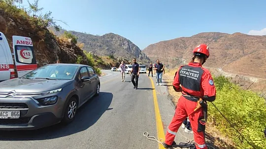 Motosiklet 20 Metrelik Uçuruma Yuvarlandı