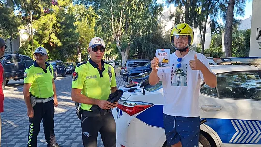 Önce ceza kesildi sonra kask hediye edildi