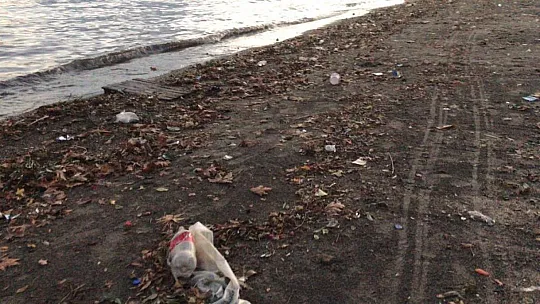 Yağışın ardından sahil çöple doldu