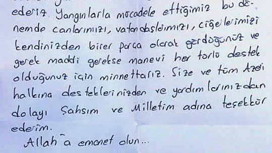 Azerbaycanlı ateş savaşçılarına duygulandıran mektuplar