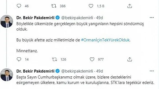 Bakan Pakdemirli: ''Köyceğiz yangını kontrol altına alındı''
