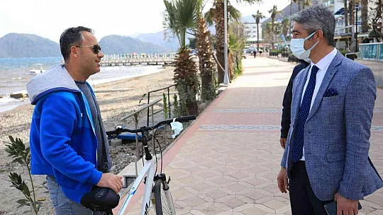 Başkan Oktay, 13 kilometrelik sahili yürüyerek denetledi