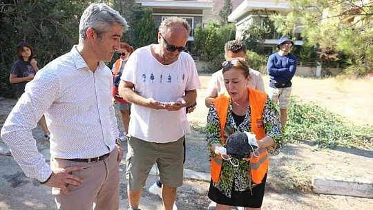 BAŞKAN OKTAY VE EKİBİ YANGIN BÖLGESİNDE YER ALDI