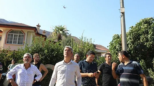 BAŞKAN OKTAY VE EKİBİ YANGIN BÖLGESİNDE YER ALDI