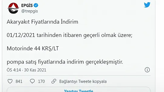 Benzin ve motorine indirim geldi