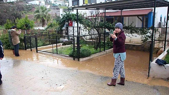 Bodrum'da ev ve iş yerlerini su bastı, deniz çamura dönüştü
