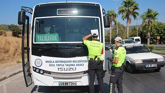 Bodrum'da minibüs ve taksilere Kovid-19 denetimi gerçekleştirildi