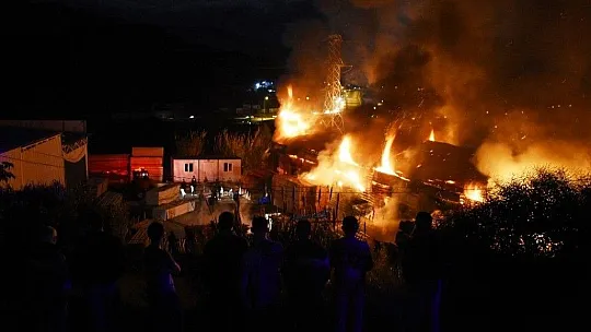Bodrum'da pelet fabrikası alev alev yandı