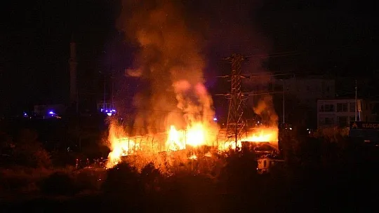 Bodrum'da pelet fabrikası alev alev yandı