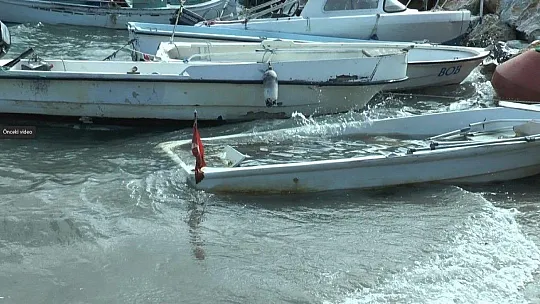 Bodrum'daki fırtına balıkçı teknelerini batırdı, dalgaların boyu 2 metreyi aştı