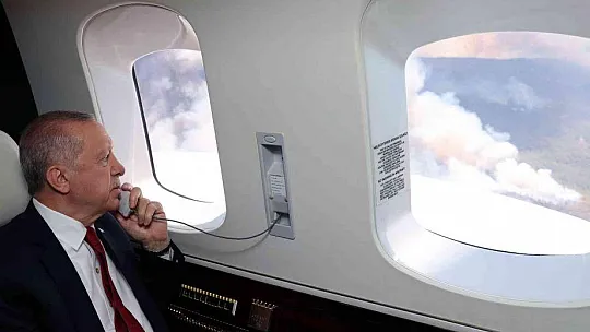 Cumhurbaşkanı Recep Tayyip Erdoğan, Marmaris'teki yangın bölgesinde havadan incelemelerde bulundu.