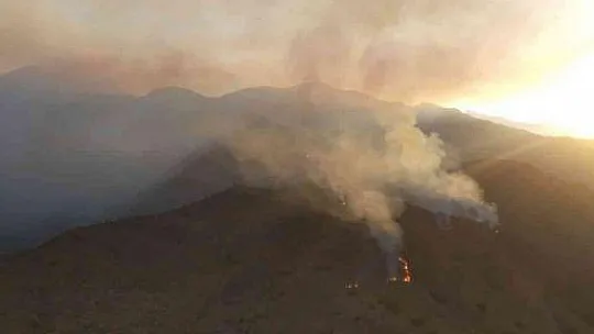 Datça'da günün ilk ışıkları ile birlikte orman yangınına havadan müdahale yeniden başladı