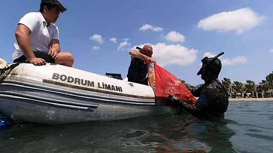 Deniz dibi temizliği Bitez'de devam etti